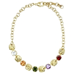 Gold chain with Gold squares & Dark Multi CZ Stones Necklace
